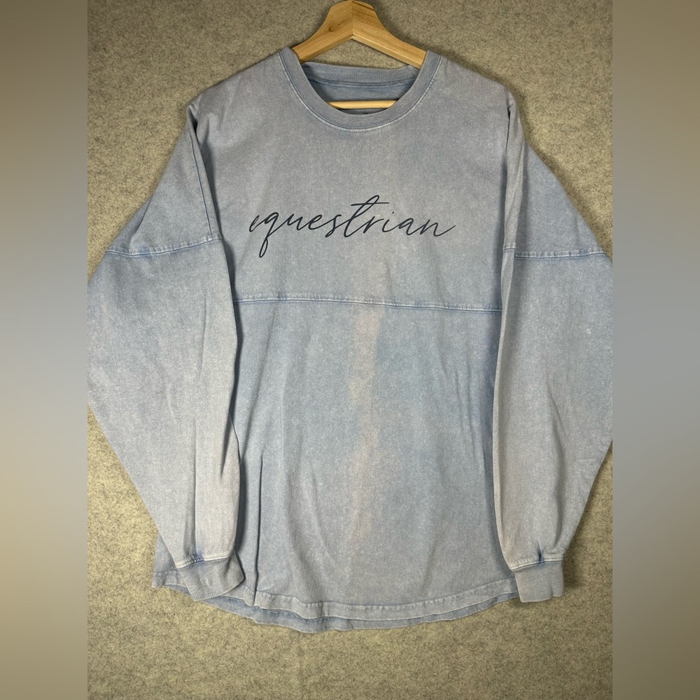 Dapplebay light blue oversized tie dye Womens Long Sleeve Equestrian Horse lover - Picture 8 of 11